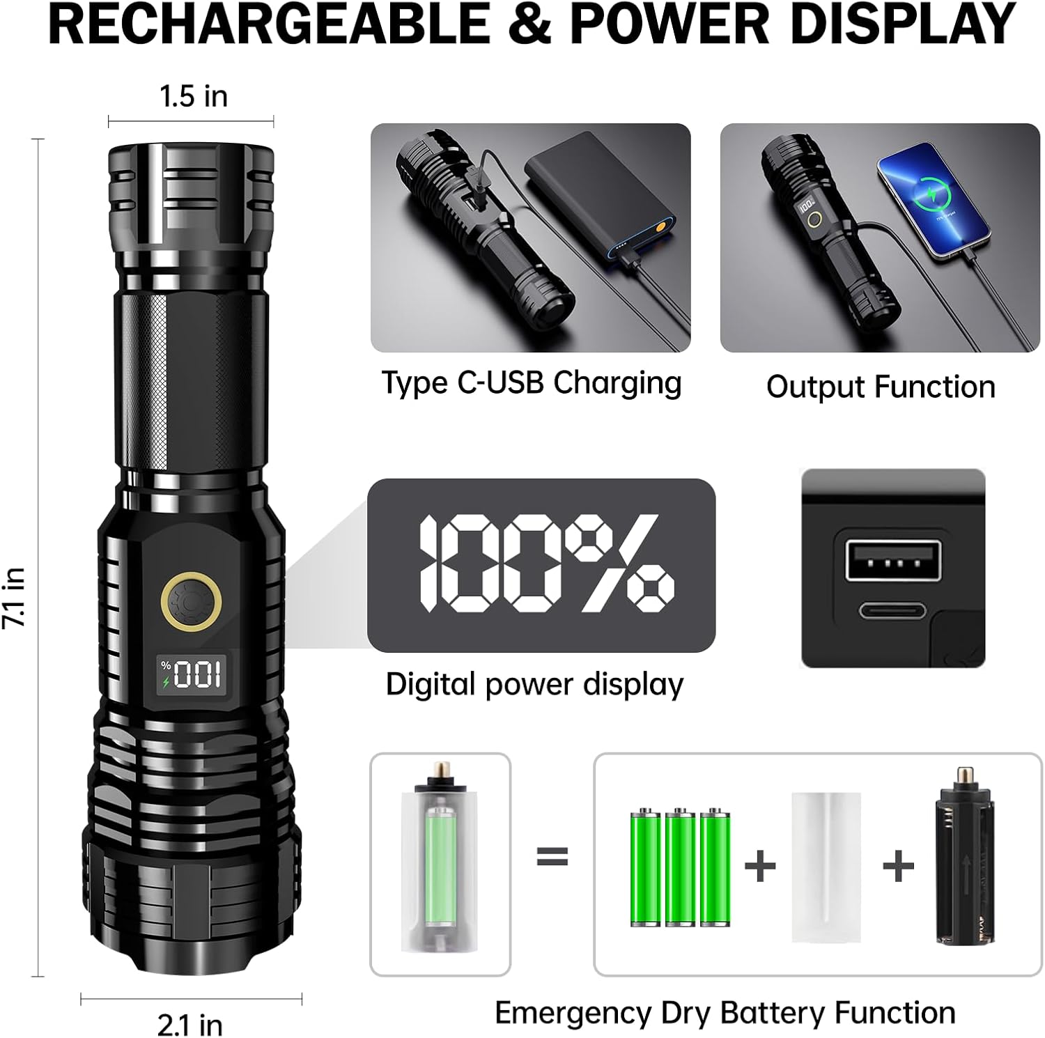 Rechargeable UltraGlow Flashlight Power